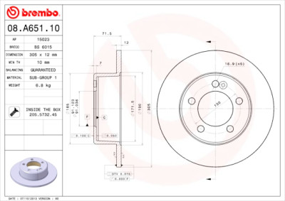 Jeu de disques de frein BREMBO 08.A651.10