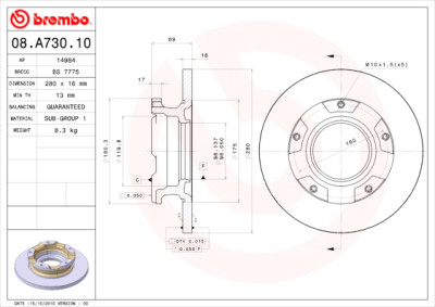 Jeu de disques de frein BREMBO 08.A730.10