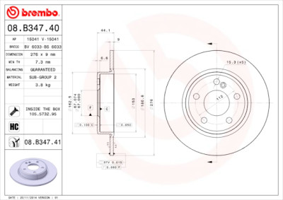 Jeu de disques de frein BREMBO 08.B347.40