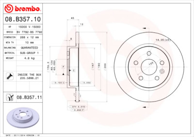 Jeu de disques de frein BREMBO 08.B357.11