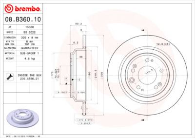Jeu de disques de frein BREMBO 08.B360.10