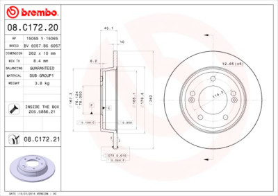 Jeu de disques de frein BREMBO COATED DISC LINE 08.C172.21