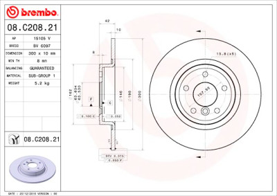 Jeu de disques de frein BREMBO 08.C208.21