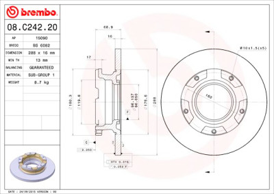 Jeu de disques de frein BREMBO 08.C242.20