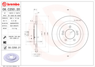 Jeu de disques de frein BREMBO 08.C250.20