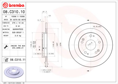 Jeu de disques de frein BREMBO 08.C310.11