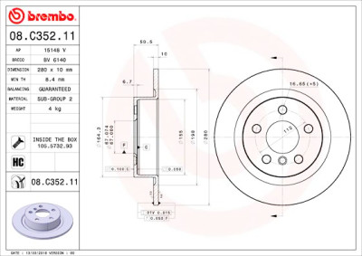 Jeu de disques de frein BREMBO 08.C352.11