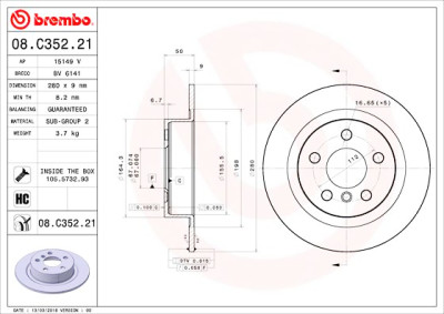 Jeu de disques de frein BREMBO 08.C352.21