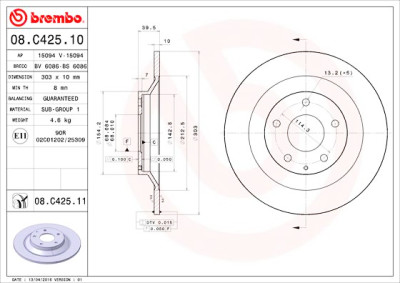 Jeu de disques de frein BREMBO 08.C425.11