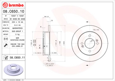 Jeu de disques de frein BREMBO 08.C650.11
