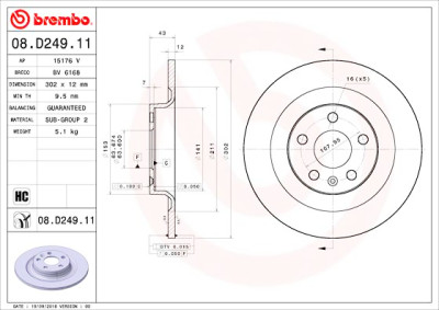 Jeu de disques de frein BREMBO 08.D249.11