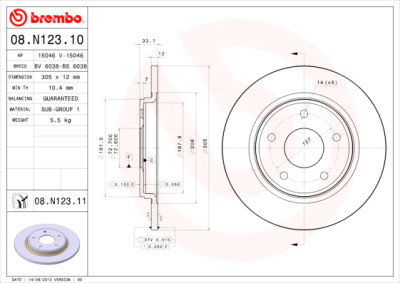 Jeu de disques de frein BREMBO 08.N123.10