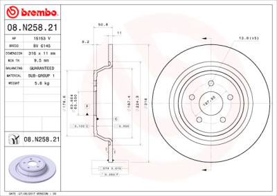 Jeu de disques de frein BREMBO 08.N258.21