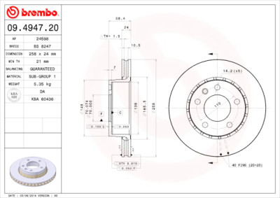 Jeu de disques de frein BREMBO 09.4947.20