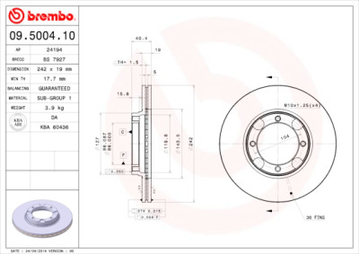 Jeu de disques de frein BREMBO 09.5004.10