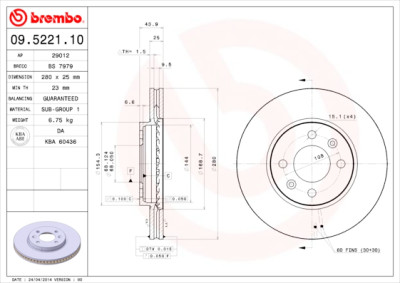 Jeu de disques de frein BREMBO 09.5221.10