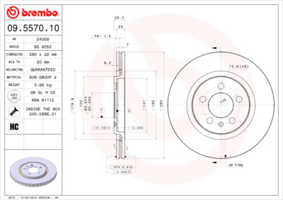 Jeu de disques de frein BREMBO 09.5570.10