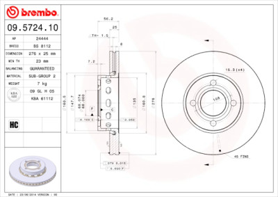Jeu de disques de frein BREMBO 09.5724.10