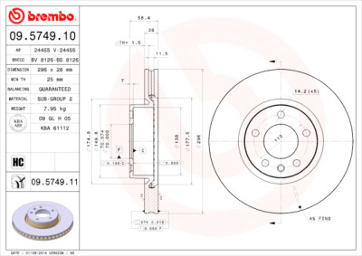 Jeu de disques de frein COATED DISC LINE