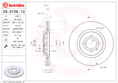 Jeu de disques de frein BREMBO 09.6728.10