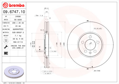 Jeu de disques de frein BREMBO 09.6747.10