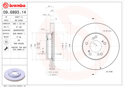 Jeu de disques de frein BREMBO 09.6893.11