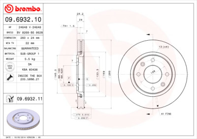 Jeu de disques de frein BREMBO 09.6932.10