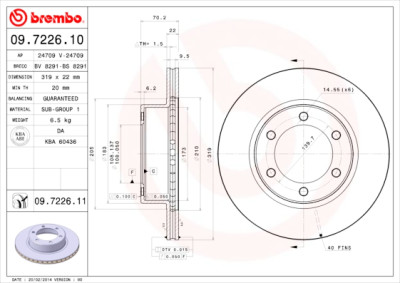 Jeu de disques de frein BREMBO 09.7226.10