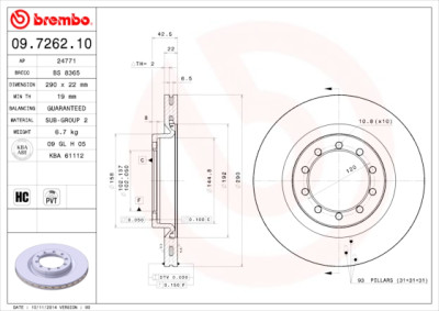 Jeu de disques de frein BREMBO 09.7262.10