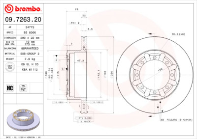 Jeu de disques de frein BREMBO 09.7263.20