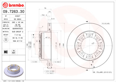 Jeu de disques de frein BREMBO 09.7263.30