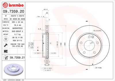 Jeu de disques de frein BREMBO 09.7359.20
