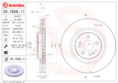 Jeu de disques de frein BREMBO COATED DISC LINE 09.7606.11