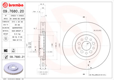 Disque de frein COATED DISC LINE 09.7680.21