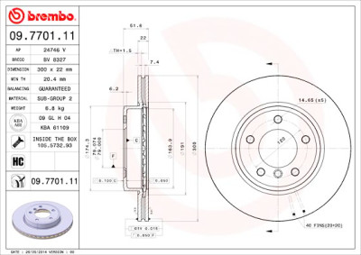 Jeu de disques de frein BREMBO COATED DISC LINE 09.7701.11