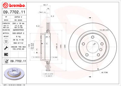 Jeu de disques de frein BREMBO COATED DISC LINE 09.7702.11