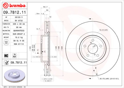 Jeu de disques de frein BREMBO COATED DISC LINE 09.7812.11