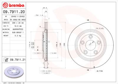 Jeu de disques de frein BREMBO 09.7911.20