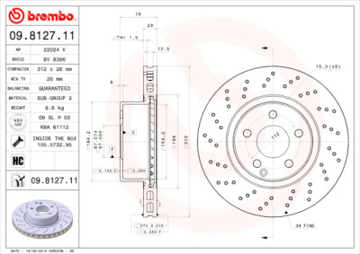 Jeu de disques de frein BREMBO COATED DISC LINE 09.8127.11