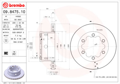 Jeu de disques de frein BREMBO 09.8475.10