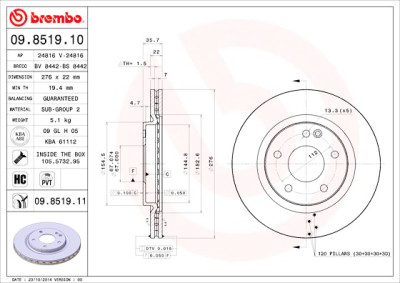 Jeu de disques de frein COATED DISC LINE