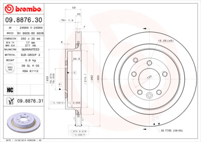 Jeu de disques de frein BREMBO 09.8876.30