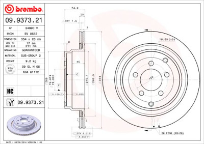 Jeu de disques de frein BREMBO COATED DISC LINE 09.9373.21