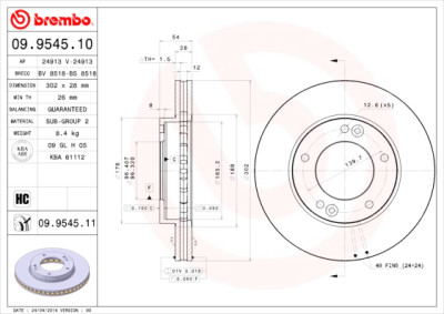 Jeu de disques de frein BREMBO 09.9545.10