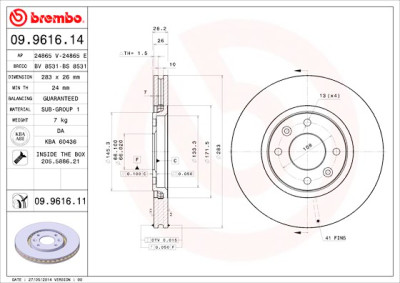 Jeu de disques de frein BREMBO 09.9616.14
