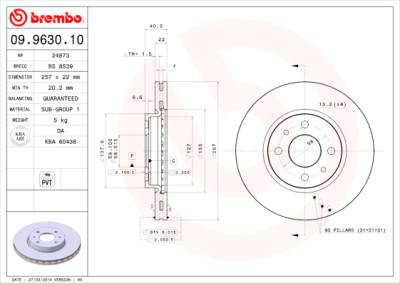 Jeu de disques de frein BREMBO 09.9630.10