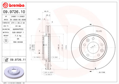 Jeu de disques de frein BREMBO 09.9726.10