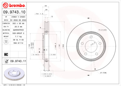 Jeu de disques de frein BREMBO 09.9743.10