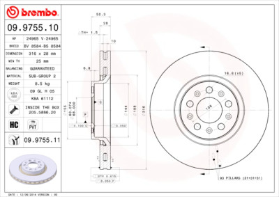 Jeu de disques de frein BREMBO 09.9755.10