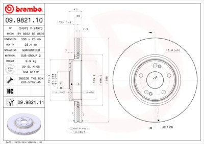 Jeu de disques de frein BREMBO 09.9821.10